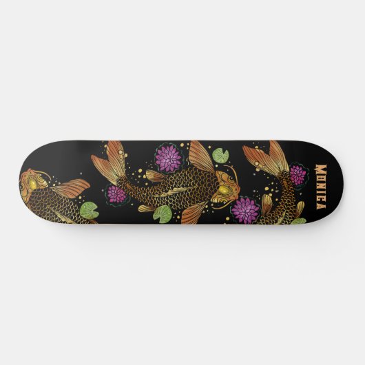 Personalisierter Name Koi Fish Skateboard (Horizontal)