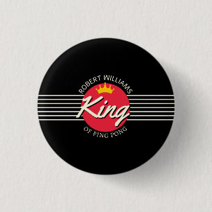 Personalisierter Name König des Ping Pong roter Kr Button
