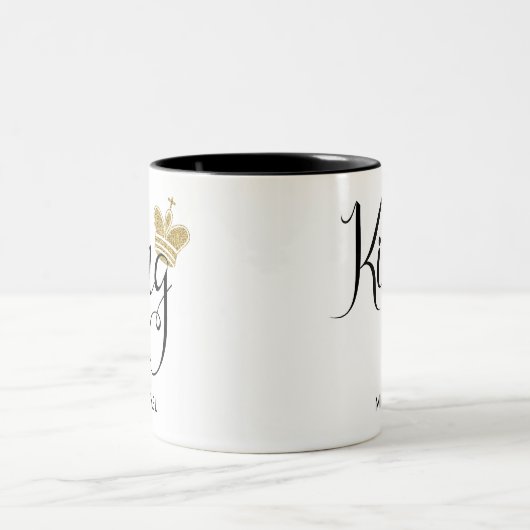 Personalisierter Name König mit Goldkrone Glitzer Zweifarbige Tasse (Mittel)