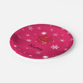 Personalisierter Name Krabbe rosa Schneeflocken Pappteller (Schrägansicht)