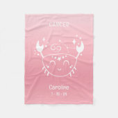 Personalisierter Name Krebs Zodiac Geburtsdatum Ro Fleecedecke (Vorderseite)