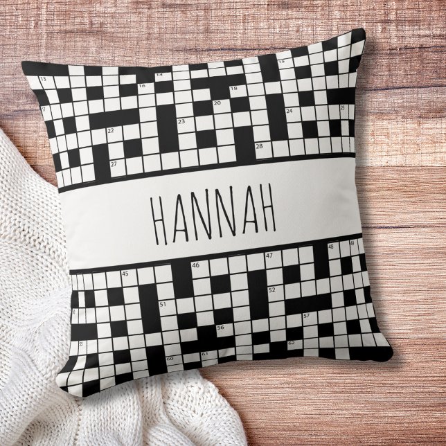 Personalisierter Name Kreuzworträtsel-Muster Kissen (personalized name crossword pillow)