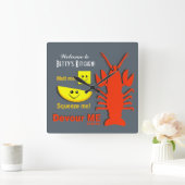 Personalisierter Name - Küchenuhr - Maine Lobster Quadratische Wanduhr (Zuhause)