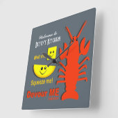 Personalisierter Name - Küchenuhr - Maine Lobster Quadratische Wanduhr (Winkel)