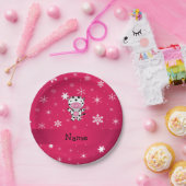 Personalisierter Name Kuh rosa Schneeflocken Pappteller (Party)