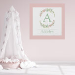Personalisierter Name Künstlicher Leinwanddruck<br><div class="desc">Fügen Sie dem Kinderzimmer des Babys diese wunderschöne personalisierte Leinwand hinzu. Ideal für ein Geschenk für Babydusche oder Zuhause. Süße sanfte Farben von Grüntönen und Pinks. Passen Sie auf Ihre eigenen speziellen Monogramm & Namen an. 100% Kundenzufriedenheit mit "Zazzle" jeden Tag.</div>