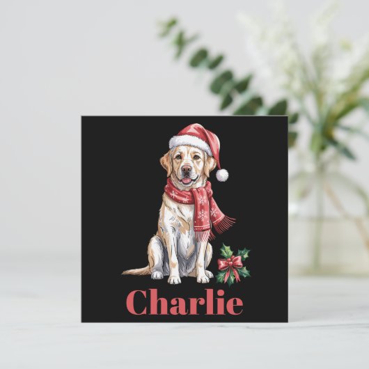 Personalisierter Name Labrador Retriever Feiertagskarte (Stehend Vorderseite)