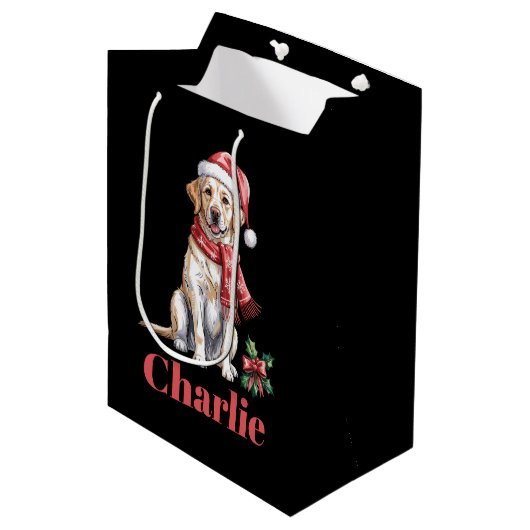 Personalisierter Name Labrador Retriever Mittlere Geschenktüte (Vorderseite Schrägansicht)