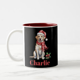 Personalisierter Name Labrador Retriever Weihnacht Zweifarbige Tasse