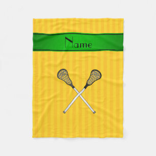Personalisierter Name Lacrosse gelbe Streifen Fleecedecke