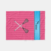 Personalisierter Name Lacrosse Pink Streifen Fleecedecke (Vorderseite (Horizontal))