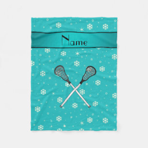 Personalisierter Name Lacrosse türkisfarbene Schne Fleecedecke