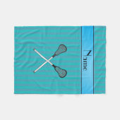 Personalisierter Name Lacrosse türkisfarbene Strei Fleecedecke (Vorderseite (Horizontal))