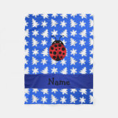 Personalisierter Name Ladybug blaue Schneeflocken Fleecedecke (Vorderseite)