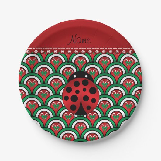 Personalisierter Name Ladybug halbe Kreise Süßware Pappteller (Vorderseite)