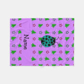 Personalisierter Name ladybug lila Weihnachtsbäume Fleecedecke (Vorderseite (Horizontal))