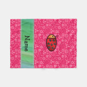 Personalisierter Name ladybug rosa Blumenmuster Fleecedecke (Vorderseite (Horizontal))