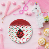 Personalisierter Name Ladybug Rot-Grün-Schneemänne Pappteller (Party)