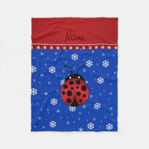 Personalisierter Name Ladybug - Schneeflocken Fleecedecke