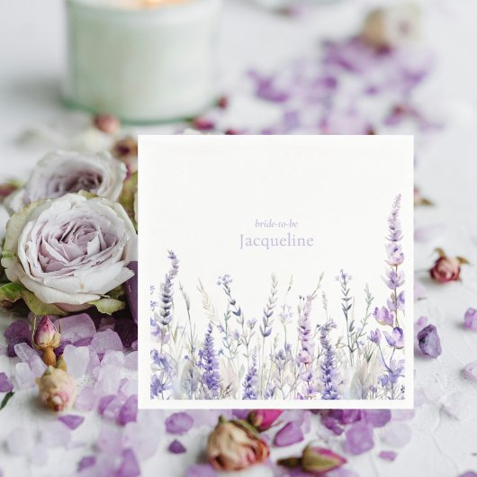 Personalisierter Name Lavendel Brautparty Serviette
