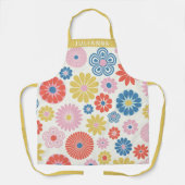 Personalisierter Name Lebensgefährlich Retro Flora Schürze (Vorderseite)