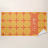 Personalisierter Name Lebhafter gelber Orangengefa Strandtuch (Vorderseite)