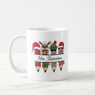 Personalisierter Name Lehrer Dankeschön Weihnachte Kaffeetasse