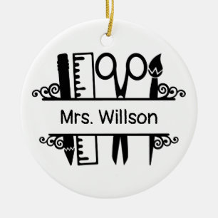 Personalisierter Name Lehrerschulbedarf Keramik Ornament