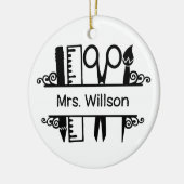 Personalisierter Name Lehrerschulbedarf Keramik Ornament (Links)