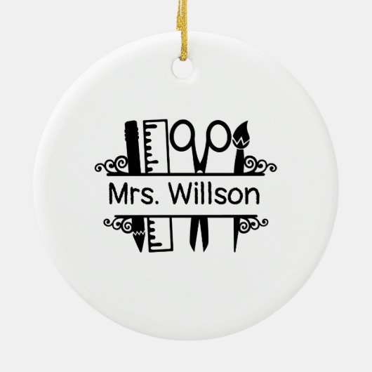 Personalisierter Name Lehrerschulbedarf Keramik Ornament (Hinten)