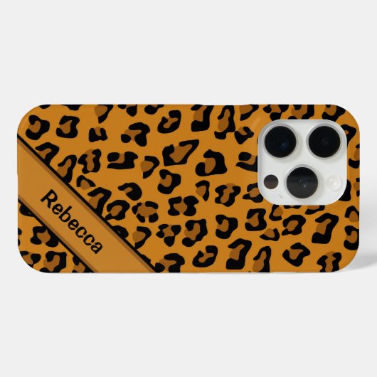 Personalisierter Name Leopard Druckmuster V2 Case-Mate iPhone Hülle (Rückseite (Horizontal))