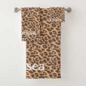 Personalisierter Name Leopard Print Badehandtuch S Badhandtuch Set (Insitu)