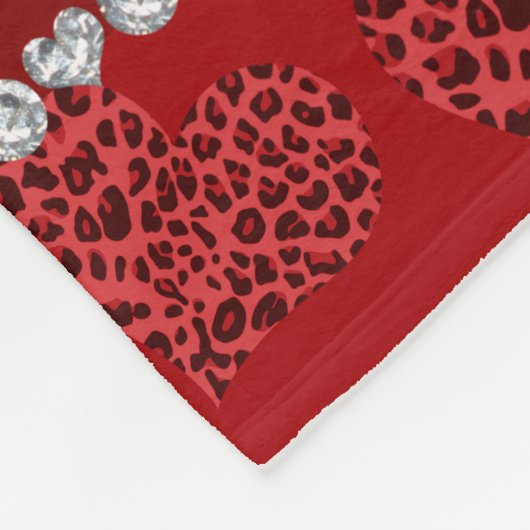 Personalisierter Name Leopardenherzen Fleecedecke (Ecke)