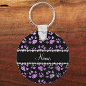Personalisierter Name Licht lila Glitzer Katzenpaa Schlüsselanhänger (Vorderseite)