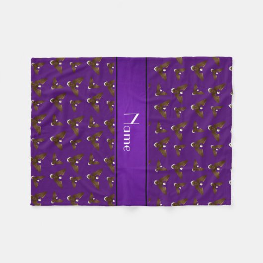 Personalisierter Name lila Adler Fleecedecke (Vorderseite (Horizontal))