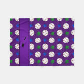 Personalisierter Name lila Baseballblau-grüne Ster Fleecedecke (Vorderseite (Horizontal))