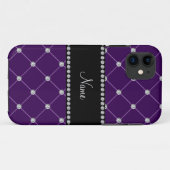Personalisierter Name Lila Diamanten Case-Mate iPhone Hülle (Rückseite (Horizontal))
