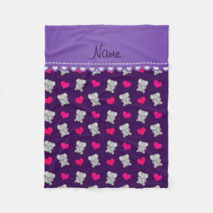 Personalisierter Name lila Elefantenherz Fleecedecke