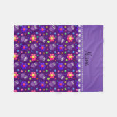 Personalisierter Name lila Eule Blume Muster Fleecedecke (Vorderseite (Horizontal))