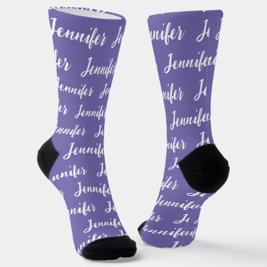 Personalisierter Name Lila Fun Muster Frauen Socken (Gewinkelt)