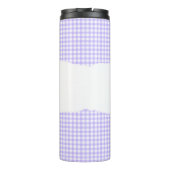 Personalisierter Name Lila Gingham-Muster Thermosbecher (Rückseite)