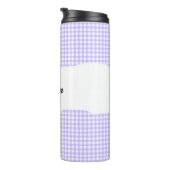 Personalisierter Name Lila Gingham-Muster Thermosbecher (Nach rechts gedreht)