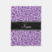 Personalisierter Name lila Giraffmuster Fleecedecke (Vorderseite)
