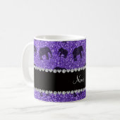 Personalisierter Name lila Glitzer Elefanten Kaffeetasse (Vorderseite Links)