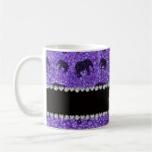 Personalisierter Name lila Glitzer Elefanten Kaffeetasse (Links)
