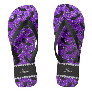 Personalisierter Name lila Glitzer extravagante Sc Badesandalen