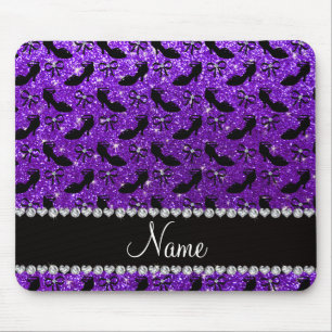 Personalisierter Name lila Glitzer extravagante Sc Mousepad