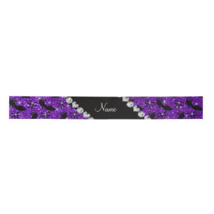 Personalisierter Name lila Glitzer extravagante Sc Satinband