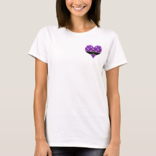 Personalisierter Name lila Glitzer Pinguine Herz T-Shirt