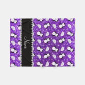 Personalisierter Name lila Glitzer Pinguine igloos Fleecedecke (Vorderseite (Horizontal))